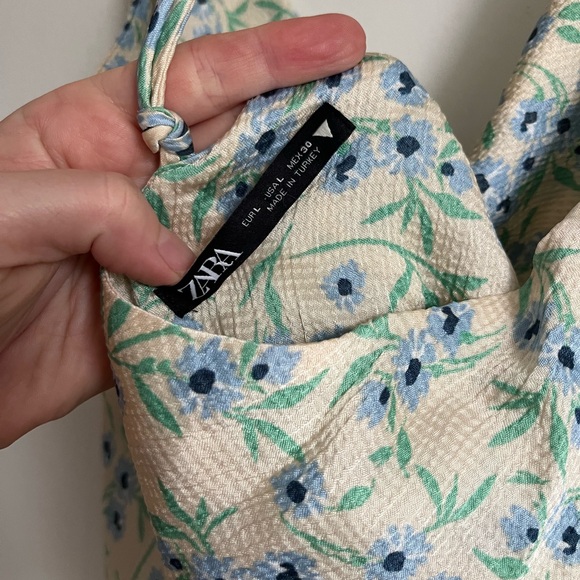 Zara Floral Cowl Neck Spaghetti Strap Slip Dress | Size Large - Picture 2 of 6